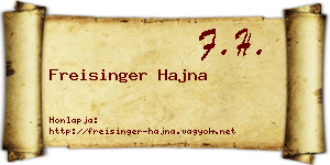Freisinger Hajna névjegykártya